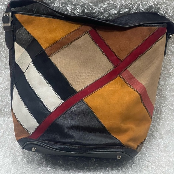 Burberry Multicolor House Canvas and Leather Patchwork Ashby Bucket Bag - Picture 2 of 16